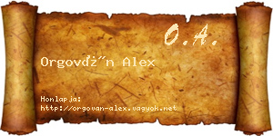 Orgován Alex névjegykártya